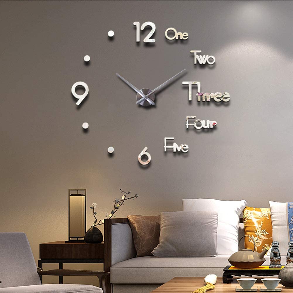 Large 3D DIY Wall Clock for Living Room, Bedroom, Office