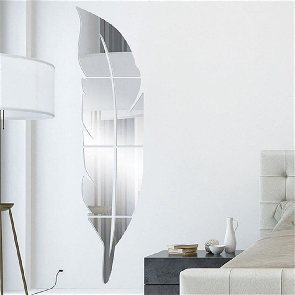 3D Acrylic Leaf Mirror Wall Art 30cm x 120cm