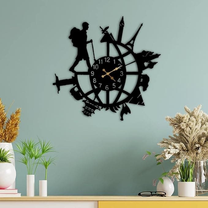 Woman or Man, Backpacking Traveler Clock