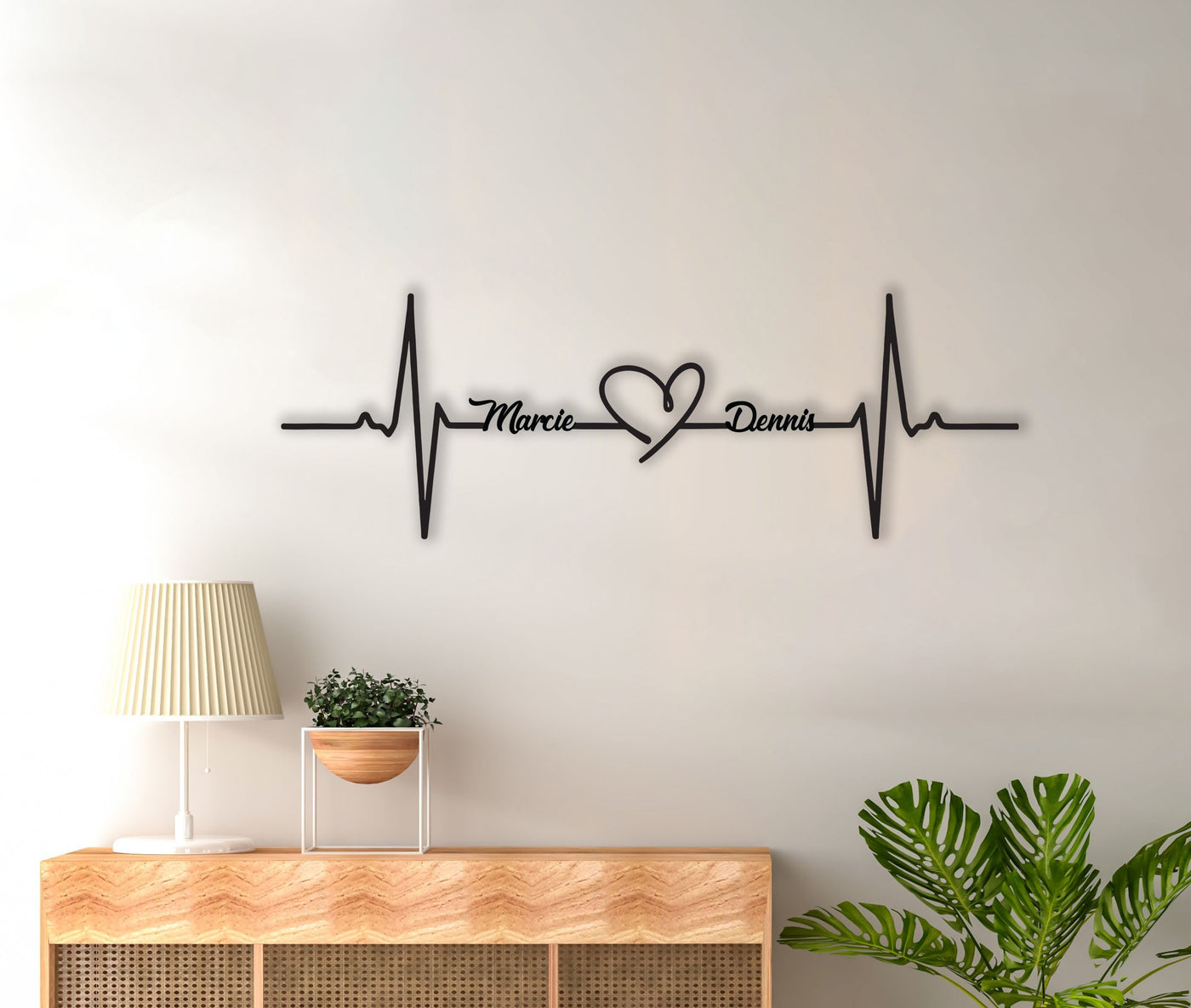 Customized Names Heartbeat Sign