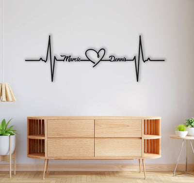 Customized Names Heartbeat Sign