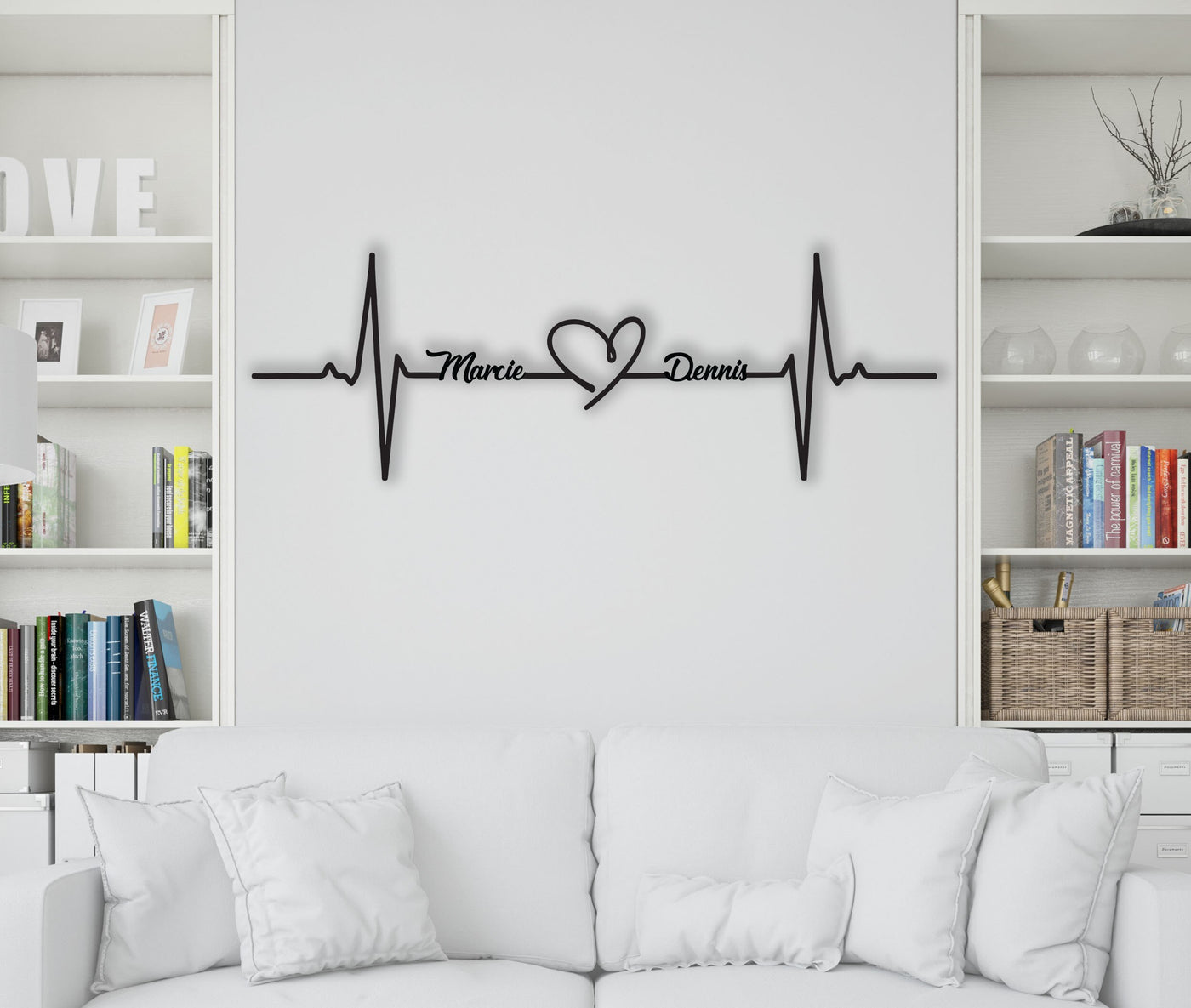 Customized Names Heartbeat Sign