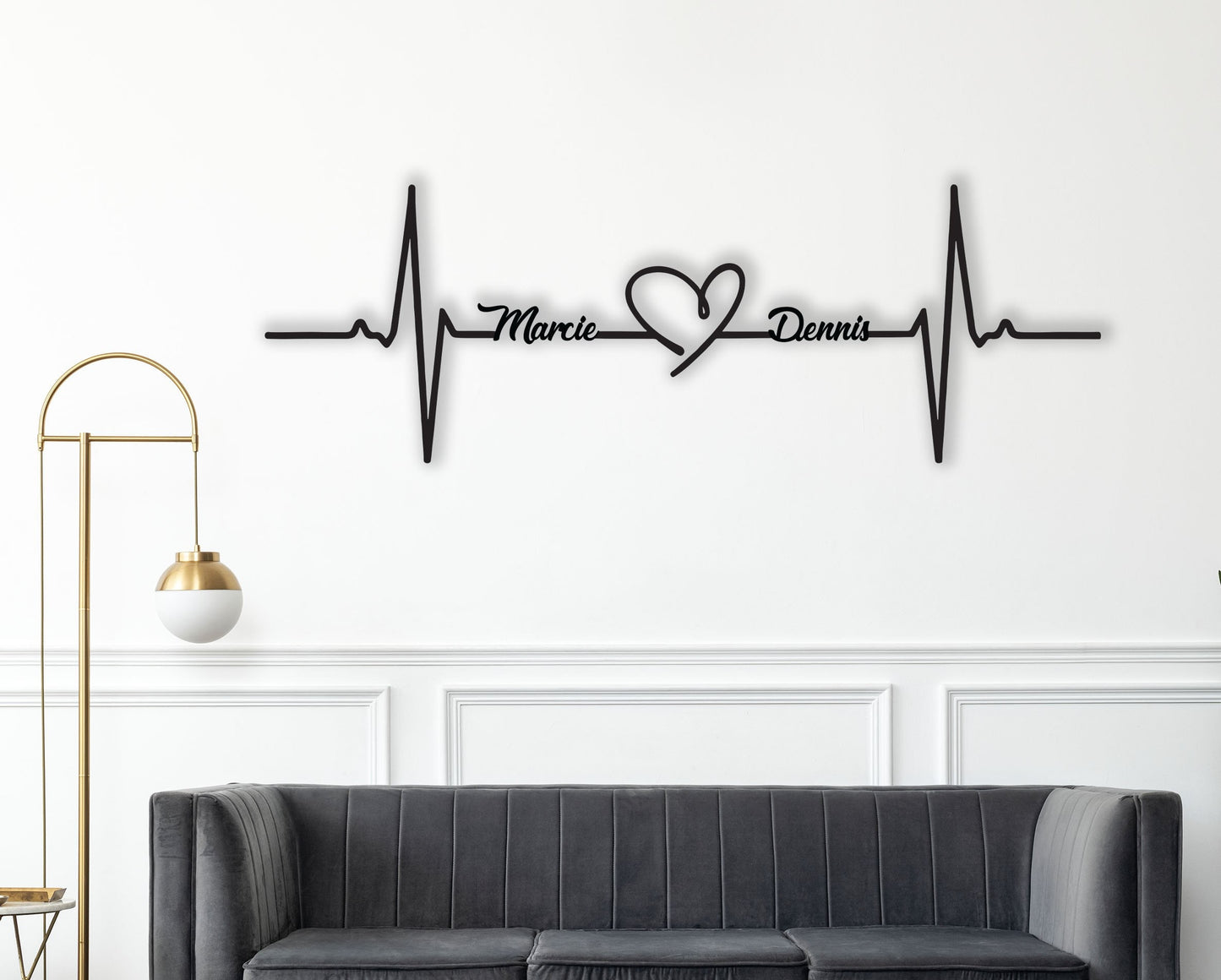 Customized Names Heartbeat Sign