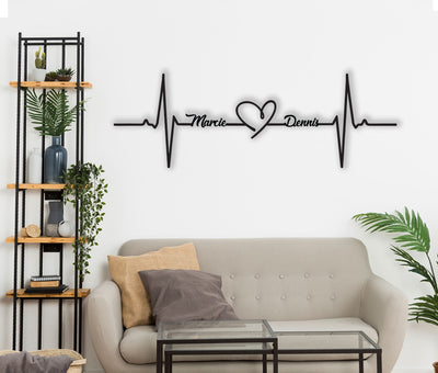 Customized Names Heartbeat Sign