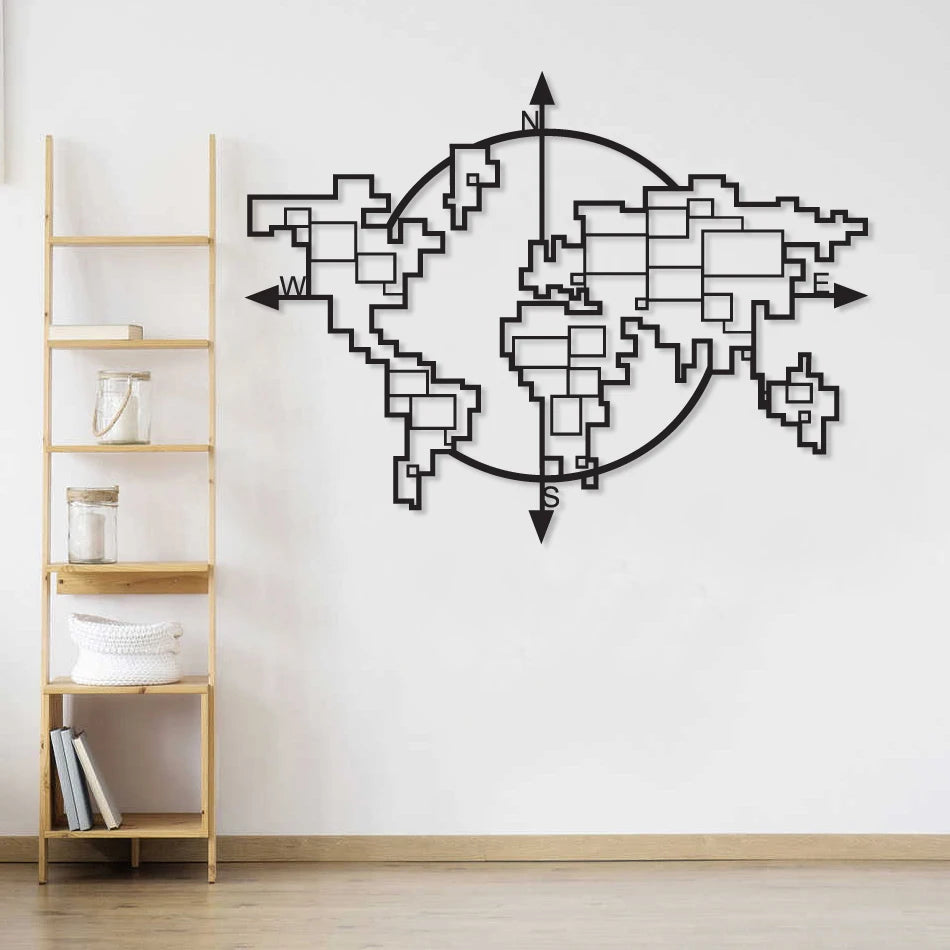 Geometric Compass World Map